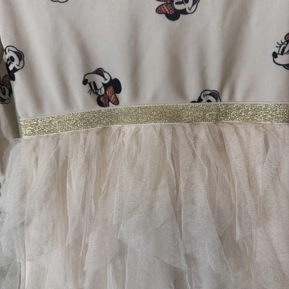 Disney Minnie Mouse Tutu‎ Dress Cream With Stretch Sparkle And Ruffles Size 3T - Picture 3 of 8
